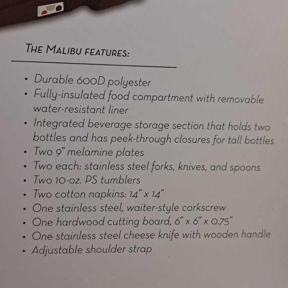 Picnic Time Moka Collection Picnic Cooler Tote with Food & Wine Compartments - Picture 11 of 16